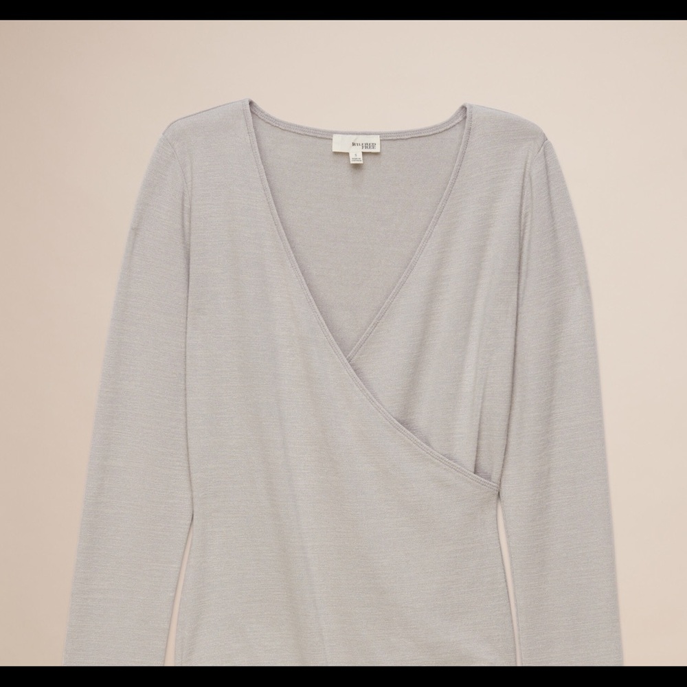 Aritzia faux wrap knit top